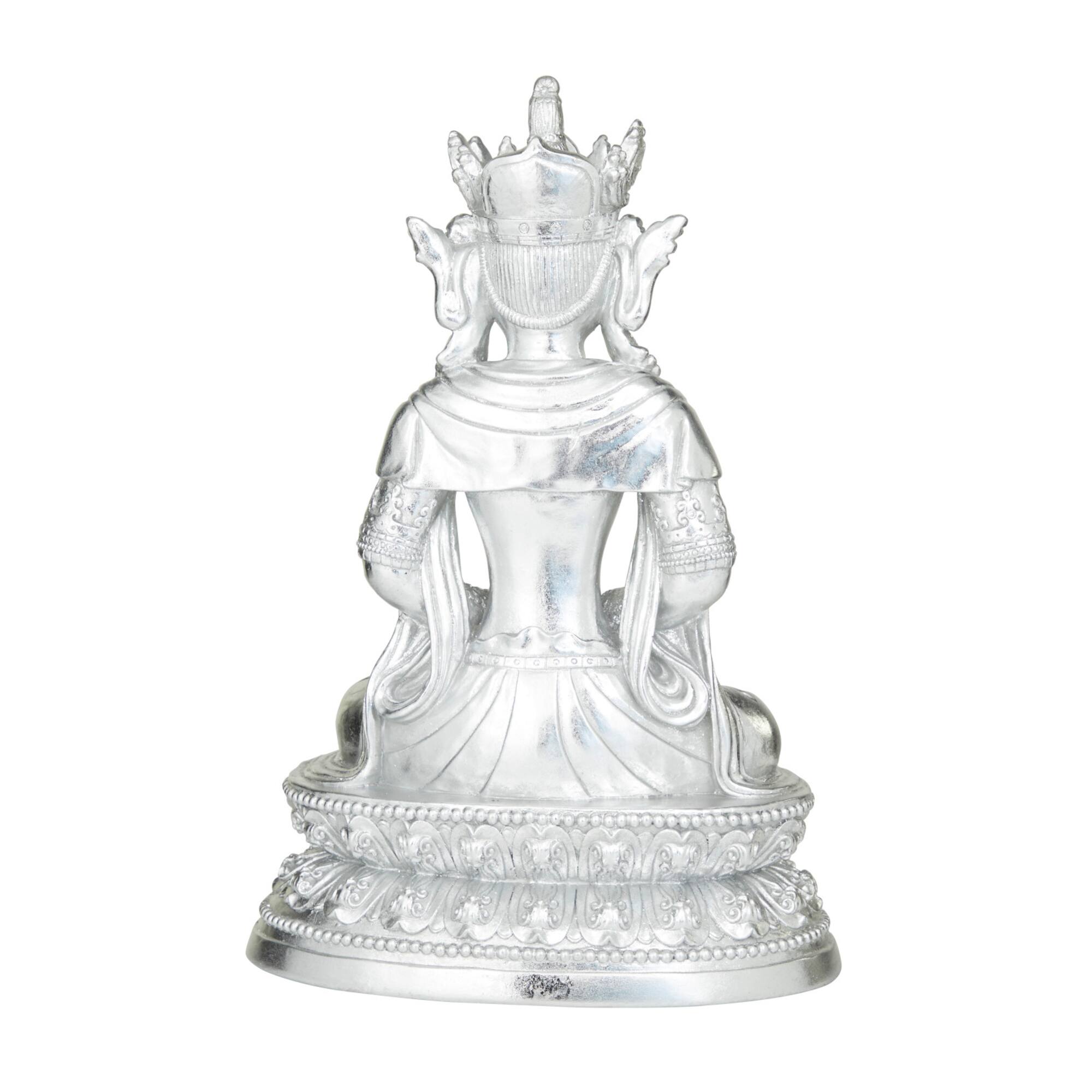 Silver Resin Bohemian Buddha Sculpture, Set of 21" x 14" x 10"